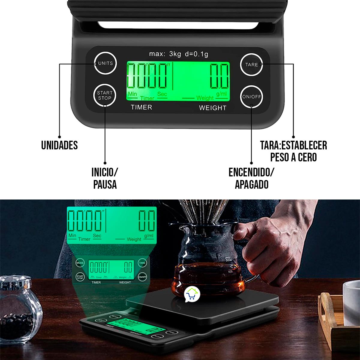 Miniatura 3 de Gramera Digital Para Cafe Bp122